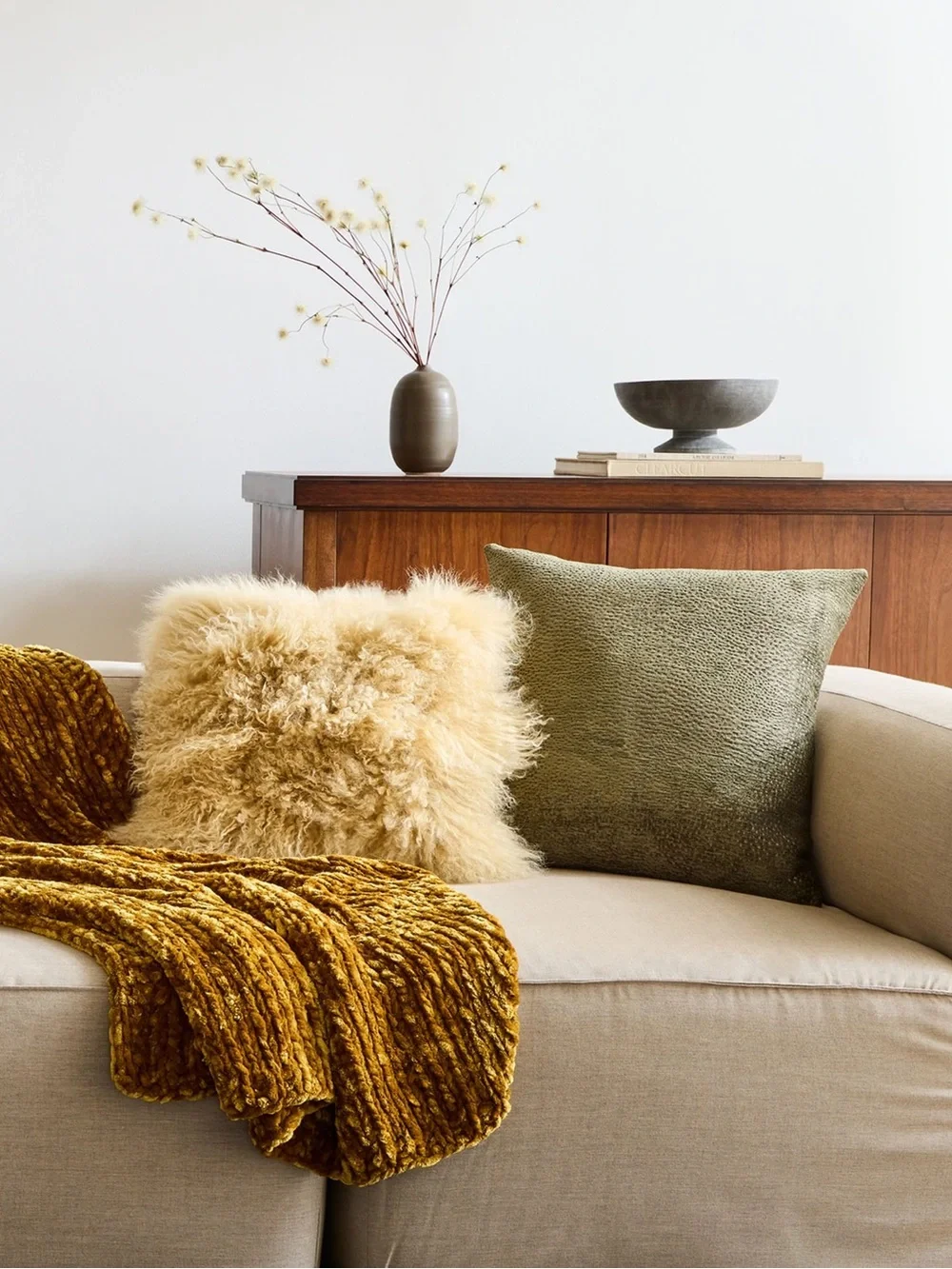 West Elm Mongolian Fur Throw Pillow